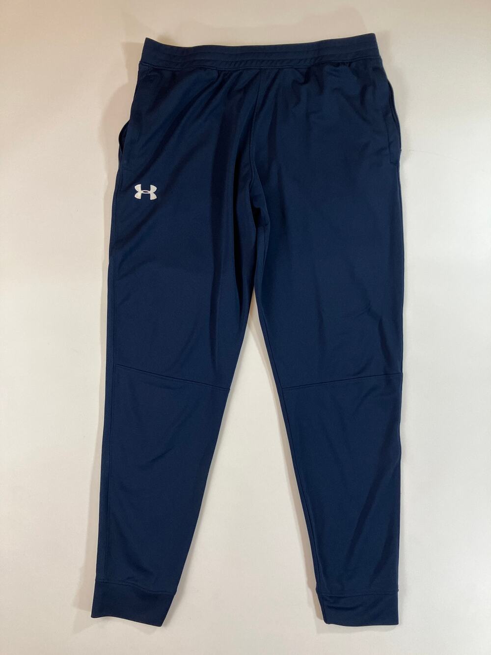 Under Armour Men’s XL Navy Fitted Training Pants Tapered Zip Pockets Athletic